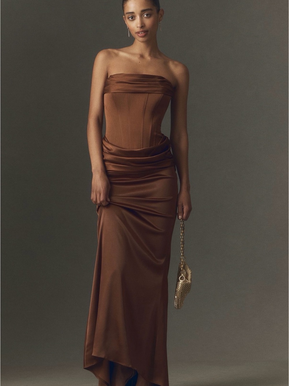 Odette Strapless Corset Satin Maxi Dress